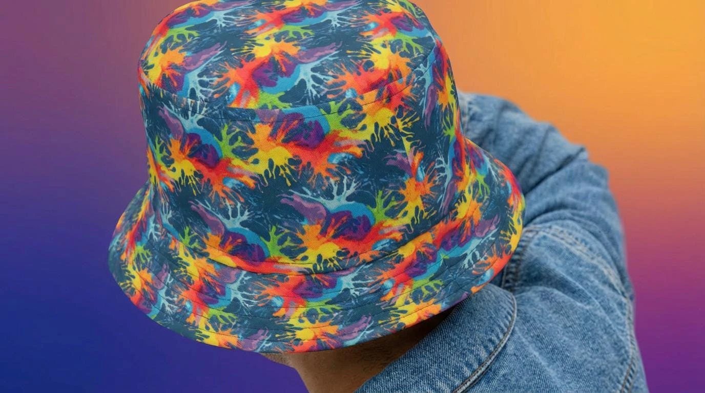 Neon Anemone AOP Bucket Hat | Electric Reef Print S–L
