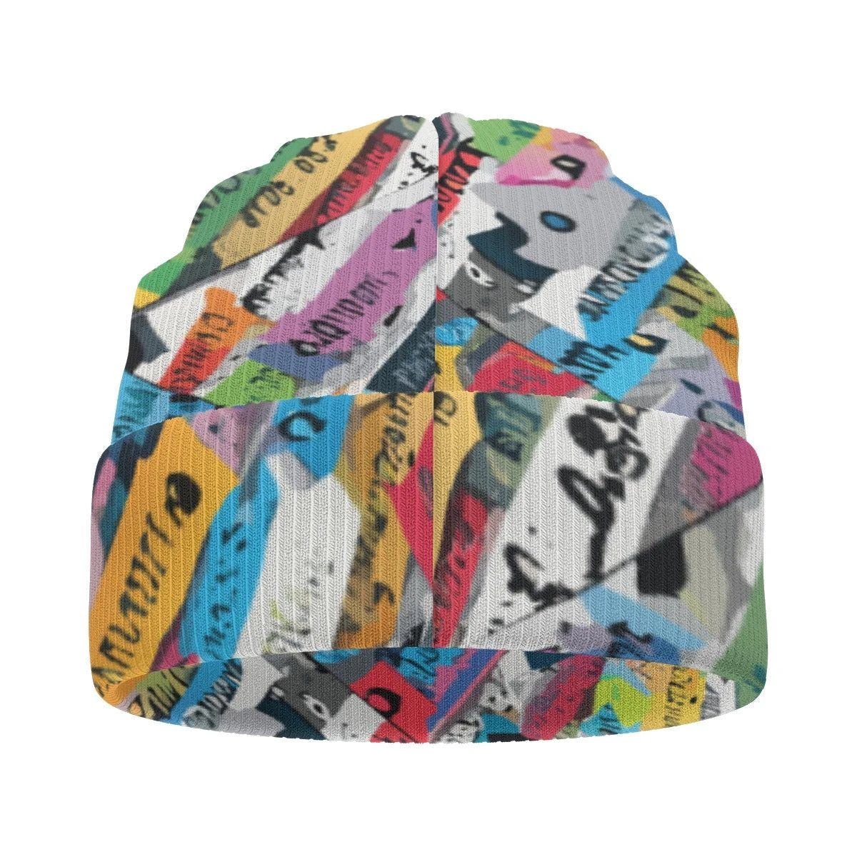 Digital Drip AOP Beanie — Abstract Camo Double-Sided Knit Cap