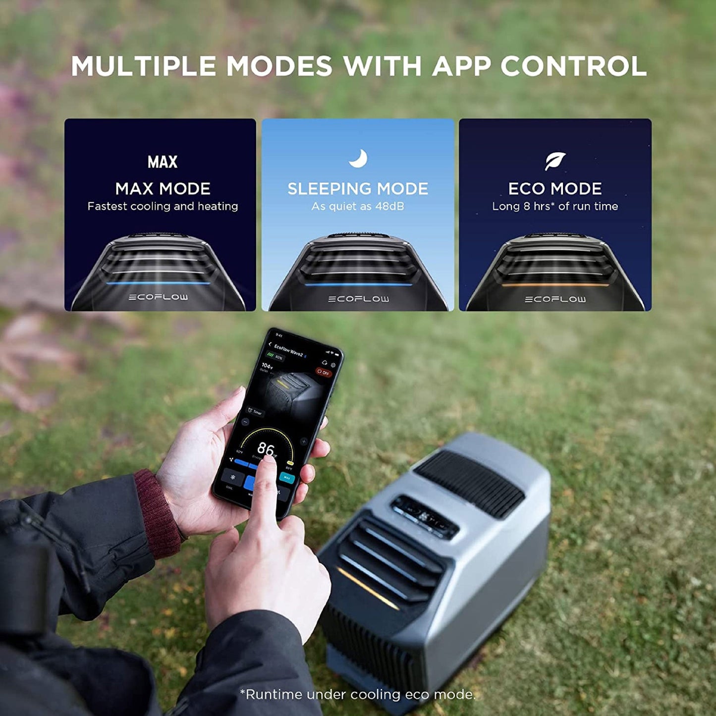 EcoFlow WAVE 2 Portable Air Conditioner 2-in-1 Fast Cooling & Heating Battery & Solar Compatible Quiet Operation Eco-Friendly Multiple Charging Option