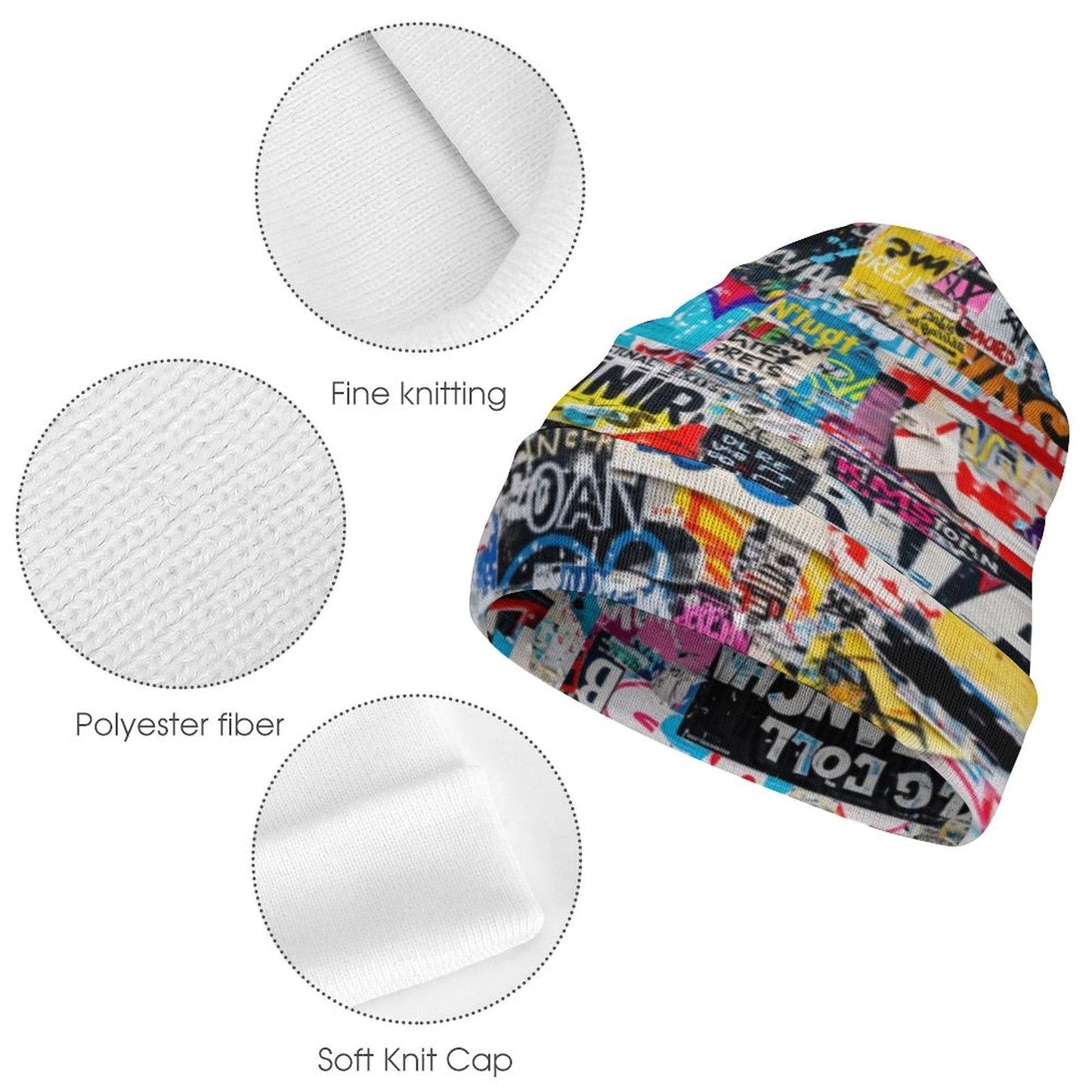 Street Swag All-Over Print Knit Beanie | Bold Abstract Art Streetwear Hat