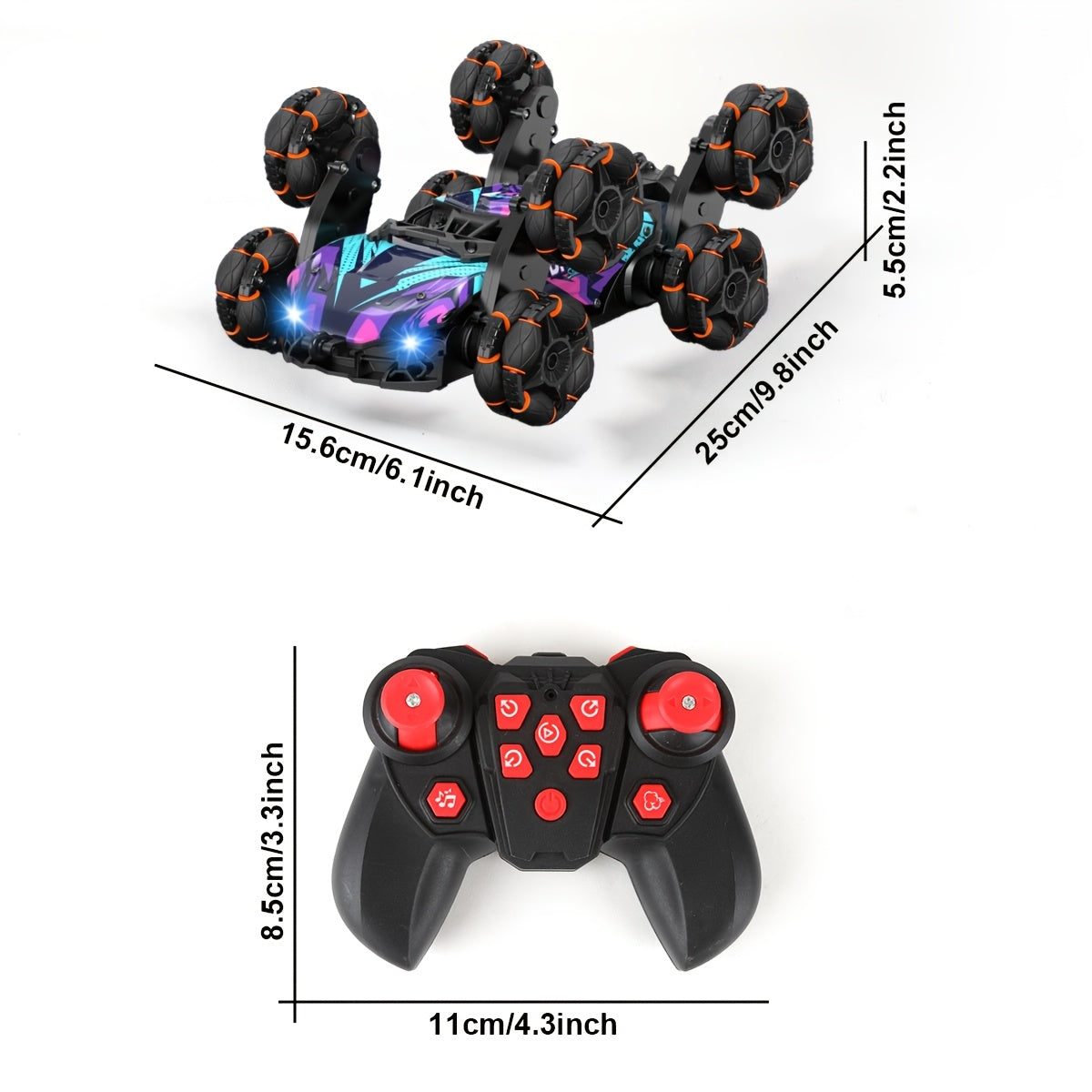 MESIONDY 2.4GHz RC Stunt Car with Music & Lights TJR7F3D