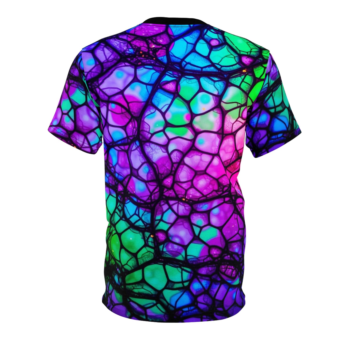Psychedelic Web Unisex Tee – Vibrant Abstract Cut & Sew T-Shirt | Festival Fashion & Streetwear Vibes