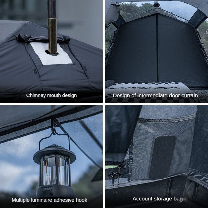 BLACKDOG STAR CHASE Cinema Automatic Cabin Tent Black Fast Build Tent Large 13m² Space for 5-8 Persons Family 2 Bedroom 4 Hall With Projection Screen