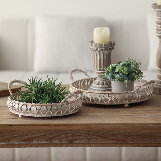 Vintage French-Style Metal Trays -F3LC