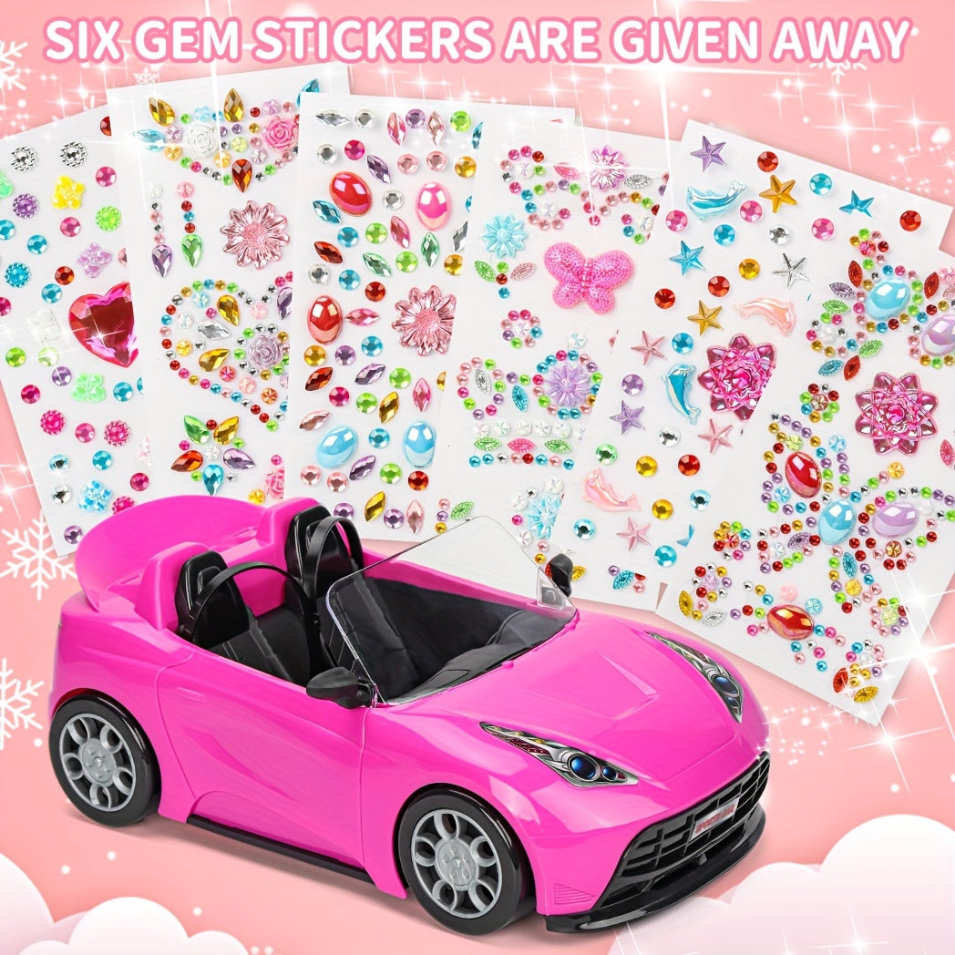 Youngsters' Doll Sports Car Model with DIY Gem Stickers TJR2D6C