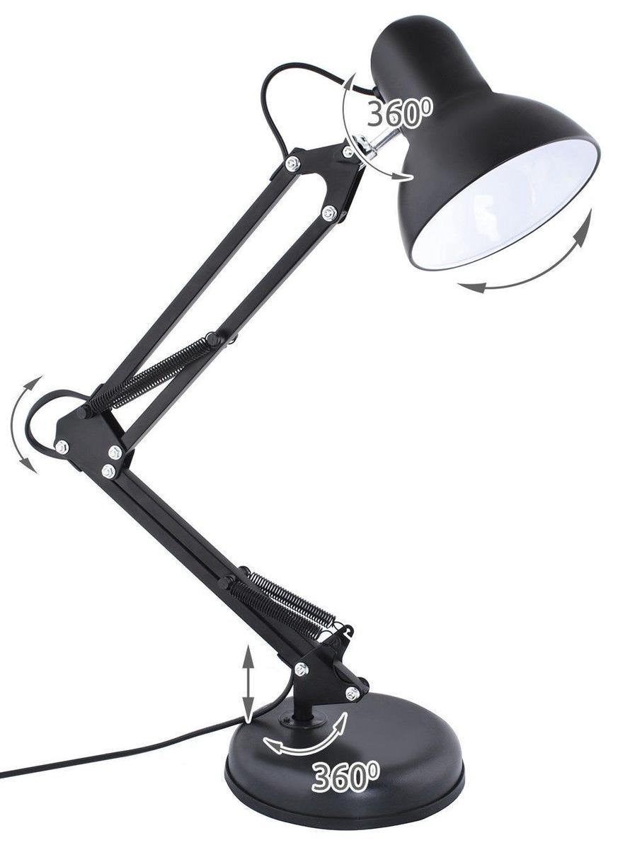 Bureaulamp - Verstelbaar - Retro - Klassiek - 1x40 watt - Zwart