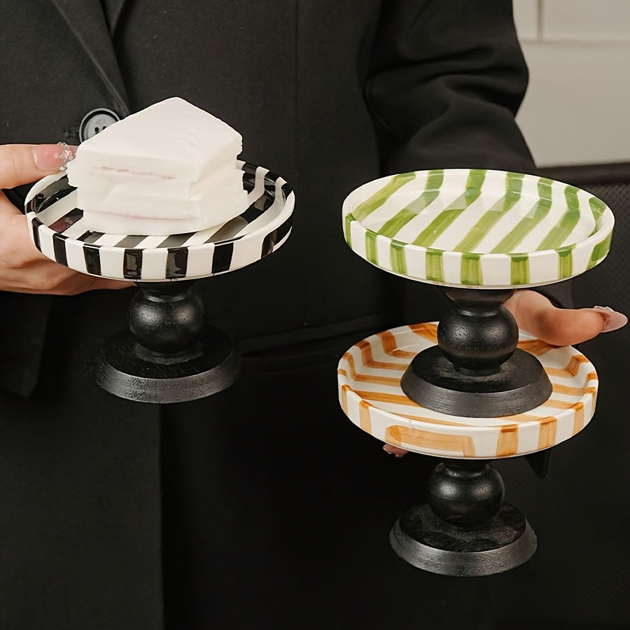 Vintage Ceramic Striped Tray - AXI0