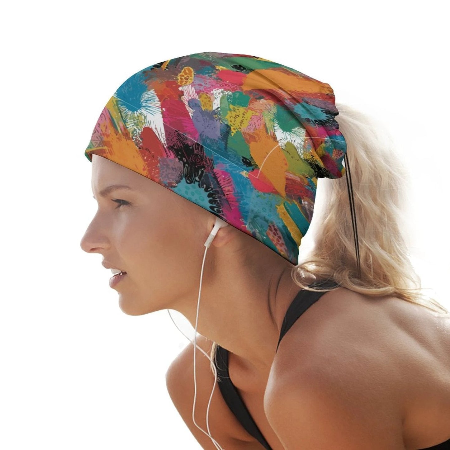 Painted Camo Neck Gaiter — Multicolor Brush-Dab AOP Face Cover for Festival, Trail & Slope Days