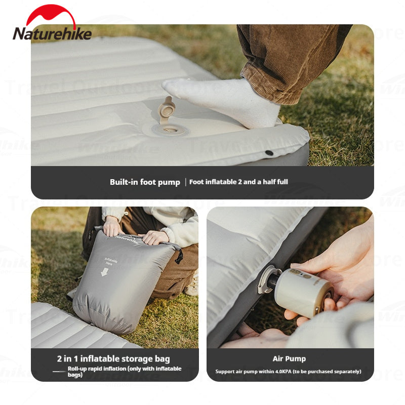 Naturehike Inflatable Cushion Series Inflatable Mat Splicing Sleeping Pad 2 Different Style Camping TPU Thickened 9.5cm Outdoor Bed Air Mattress