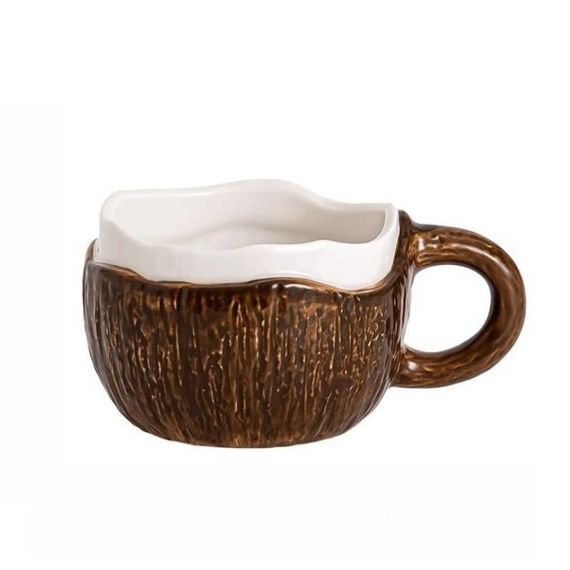 Vintage Hand-Pinched Coconut Shell Design Coffee Mug- HMT15CD