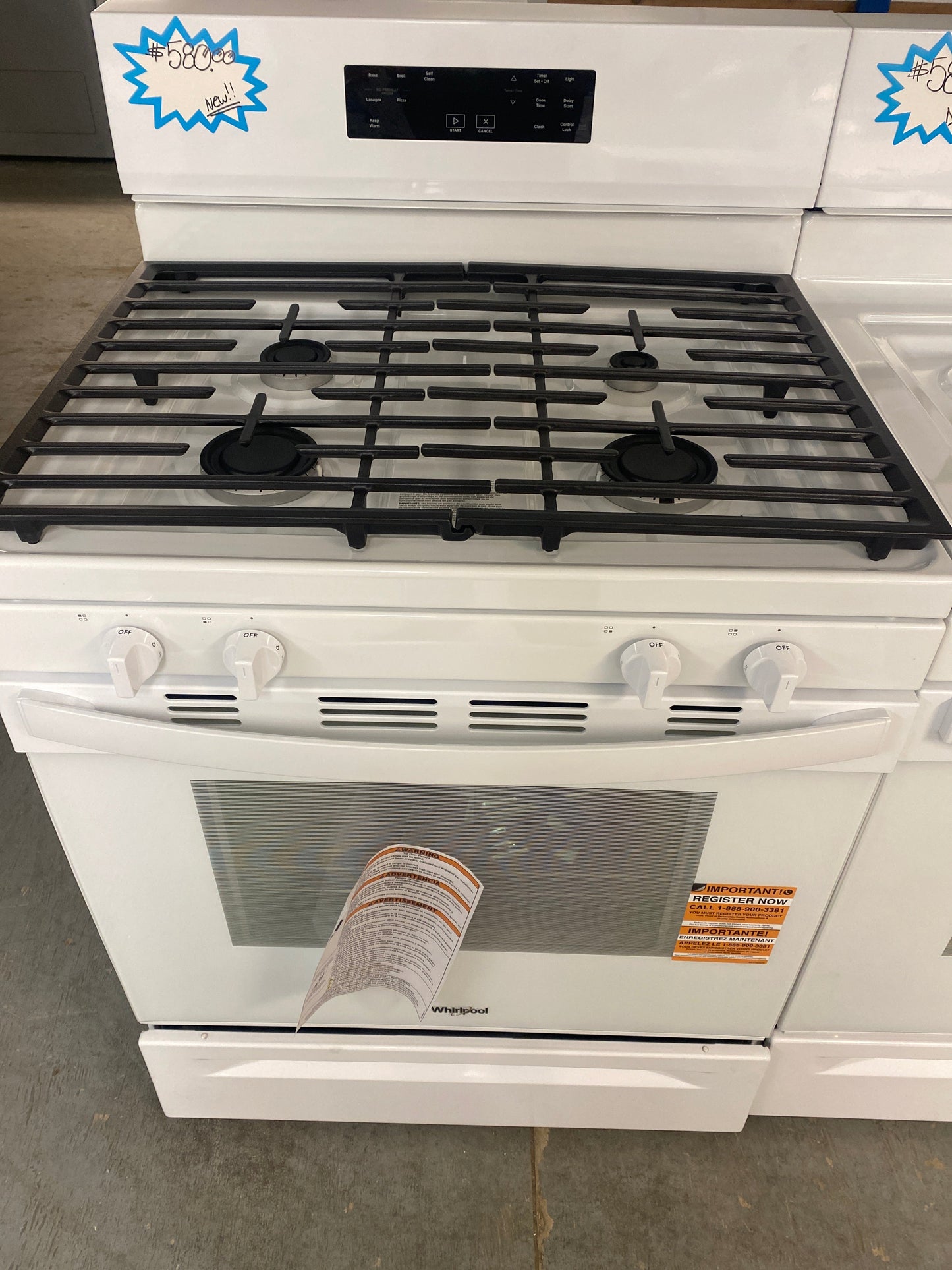 New!!! GE 4-Burner Natural Gas Range