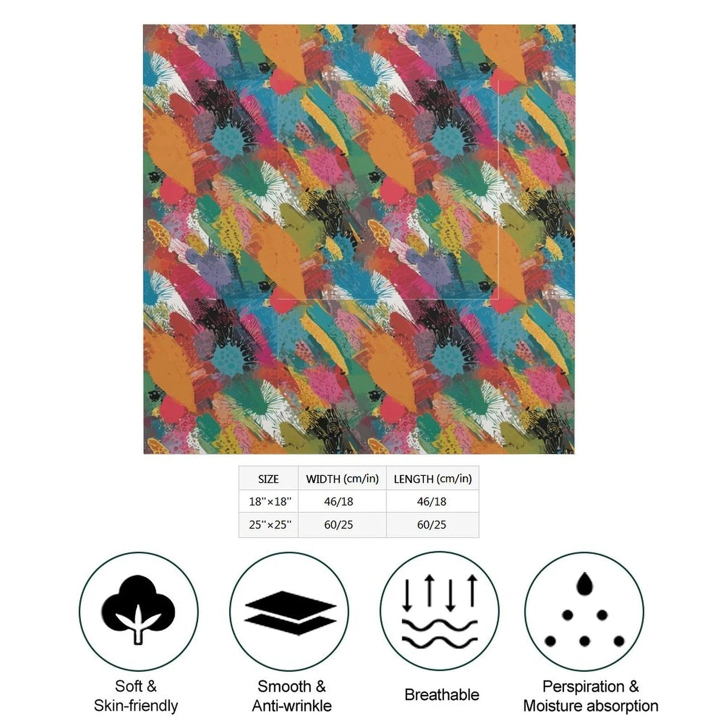 Square Printed Scarves with Skin-friendly Imitated Silk