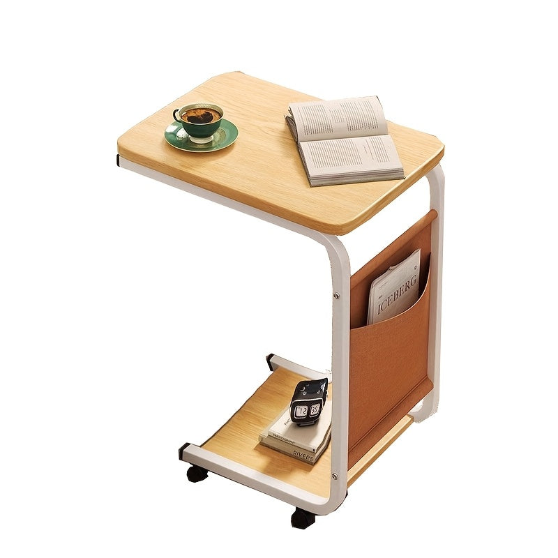 Modern Mobile Side Table with Wheels, Metal Frame TJR8M5D
