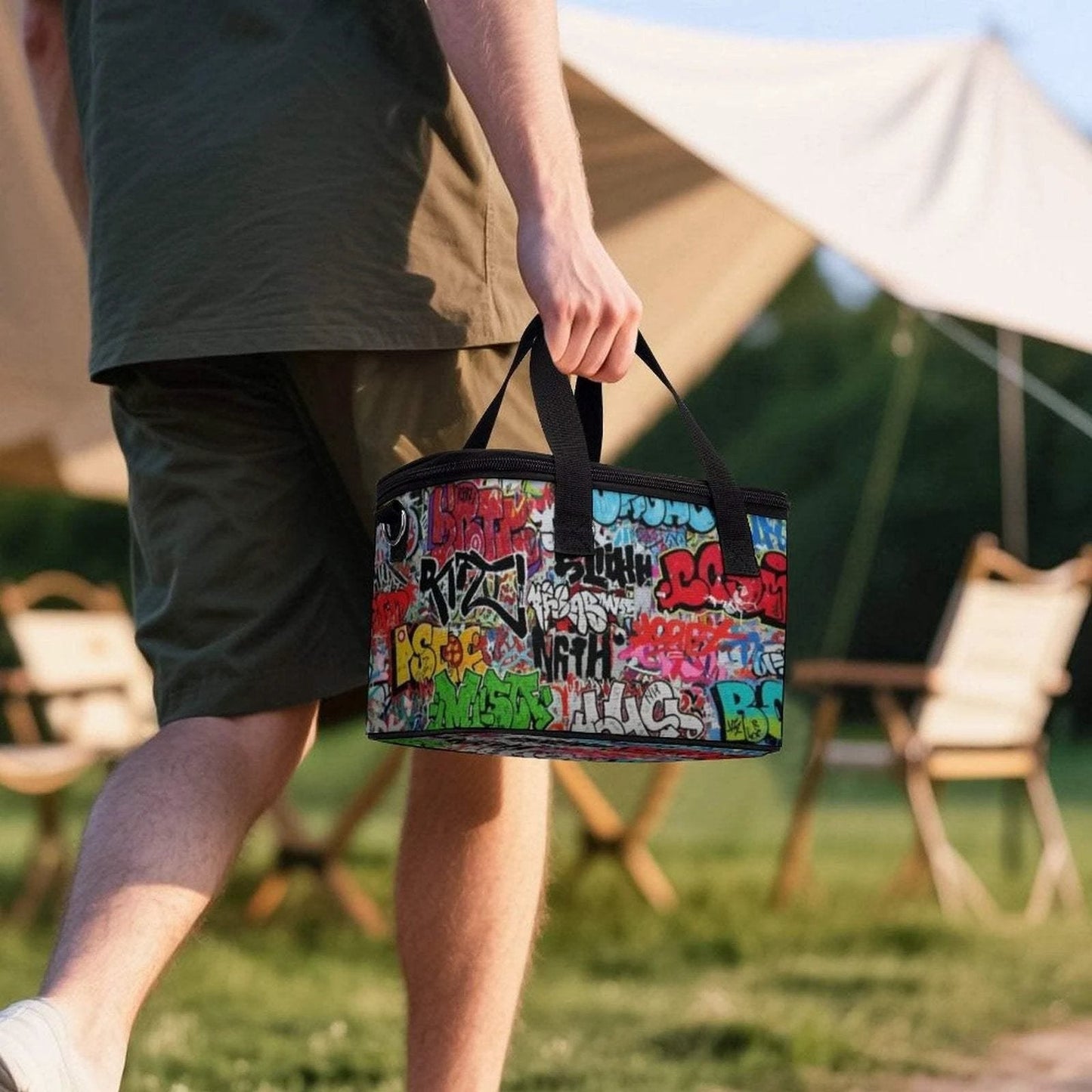 Graffiti Art Portable Cooler Bag | Insulated Maximalist Festival Tote for Beach, Rave & Bold Days Out