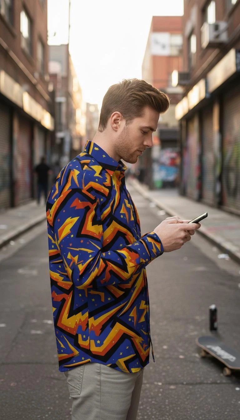 Geometric Glitch Art Button-Down for 90s Arcade Maximalists — AOP Glitchcore Short Sleeve Shirt, Bold Pixel Streetwear Statement