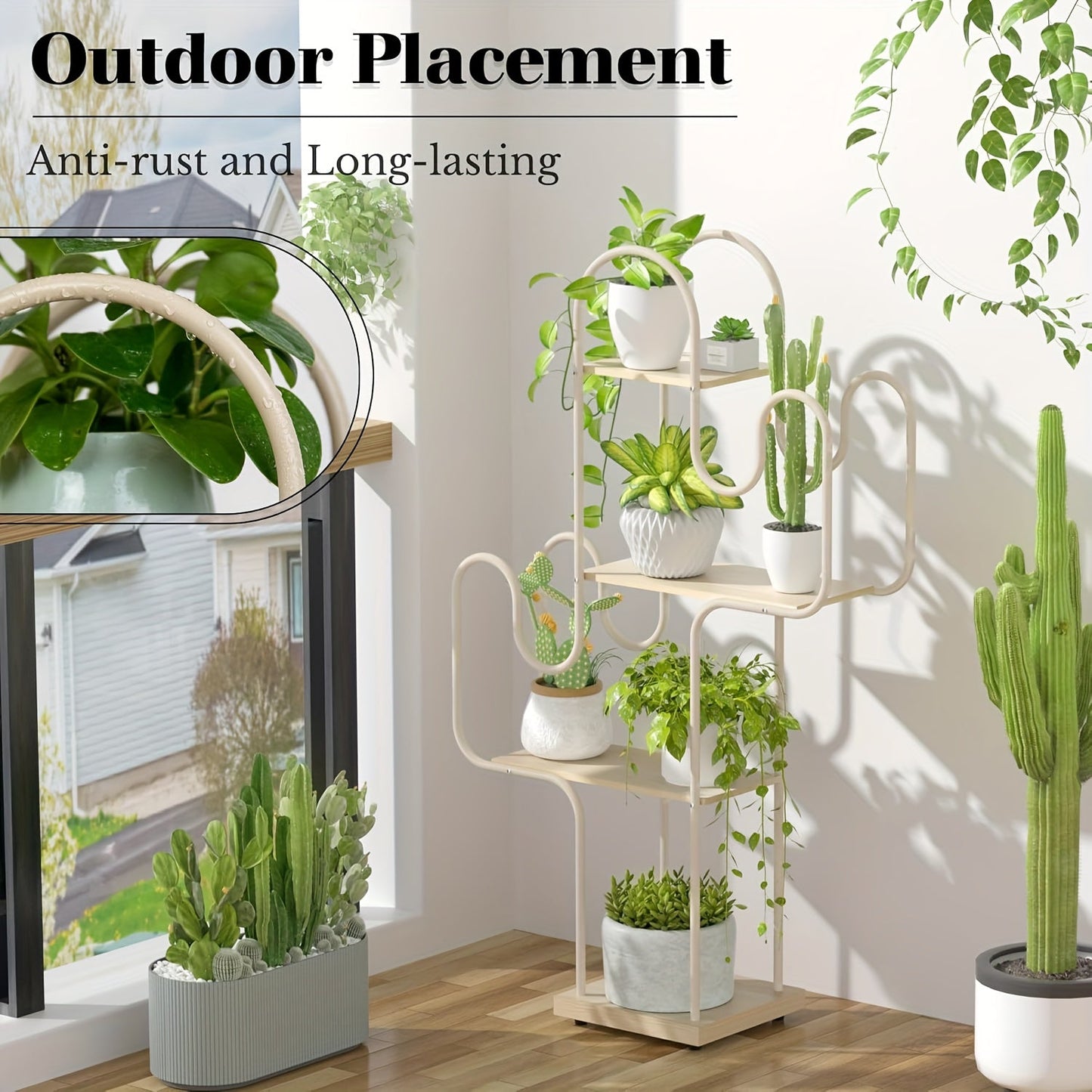 Set of 1 Multi-Purpose 6-Tier Metal Stand with Cactus Design - BJI0