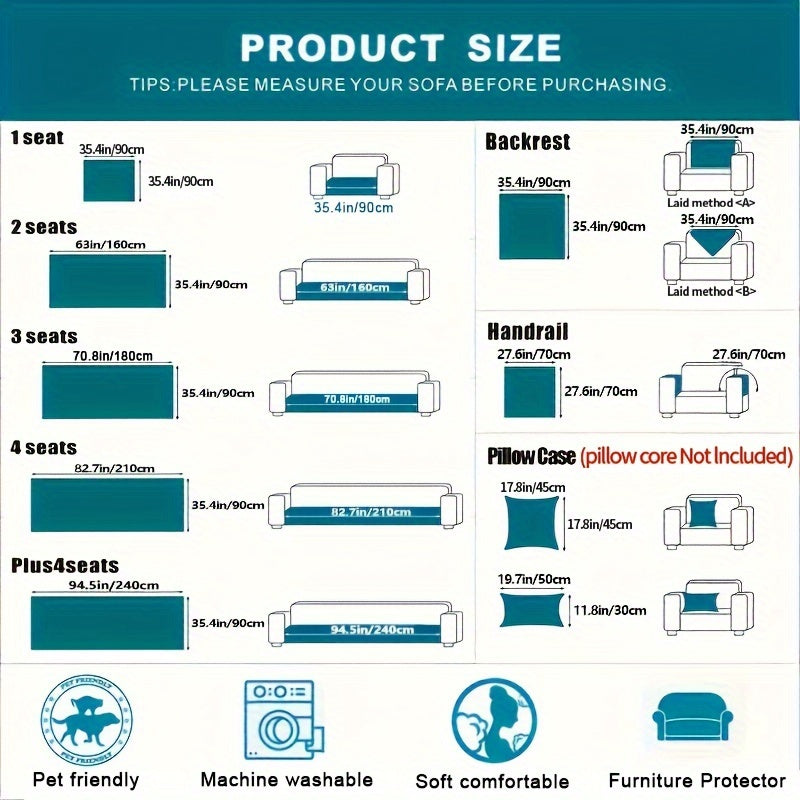 Plush NonSlip Sofa Cover  Modern PetFriendly Machine Washable-PTEA