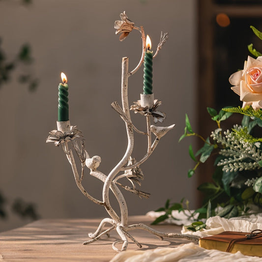 Rustic French Vintage Iron Candlestick Holders - YU9B