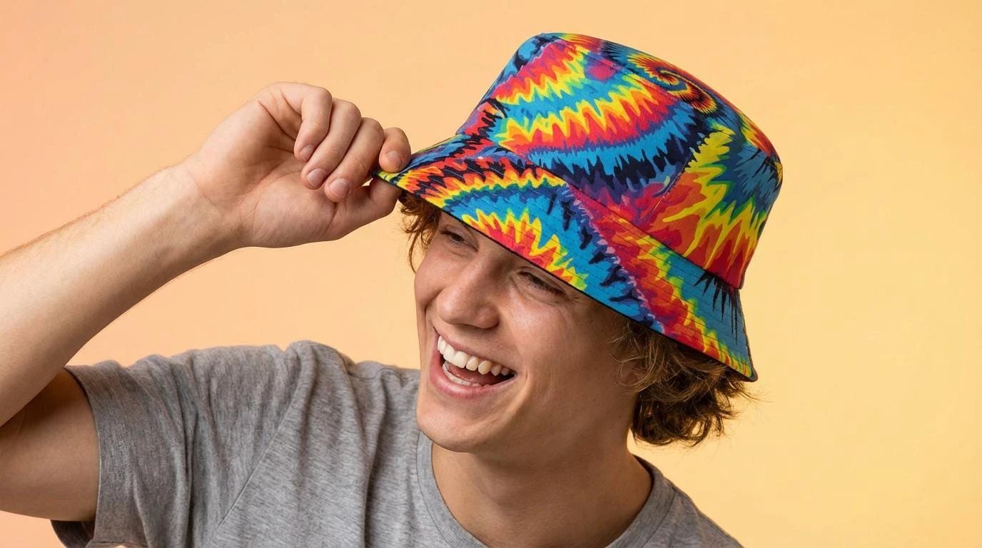 Maximalist Psychedelic Reversible Bucket Hat for Mind-Melting Dressers — Dyles Mavis Abstract AOP Both Sides Printed, Festival UV-Resistant Sun Hat