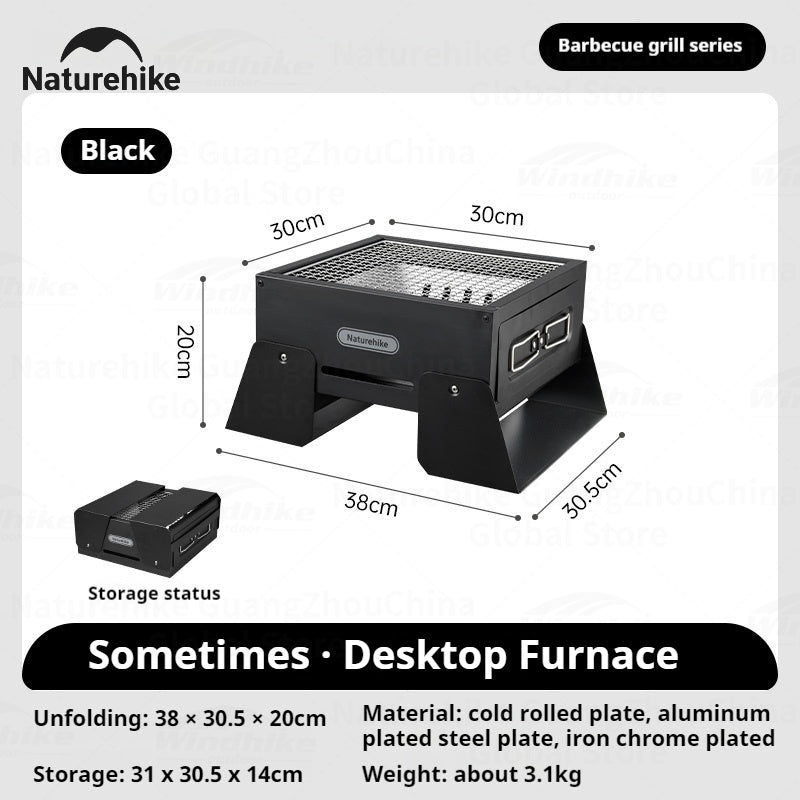 Naturehike Folding Charcoal Grill Outdoor Portable 1-2 Persons BBQ Desk Tabletop Stove Furnance Camping Picnic Barbecue Burner Cooking Grill Stand
