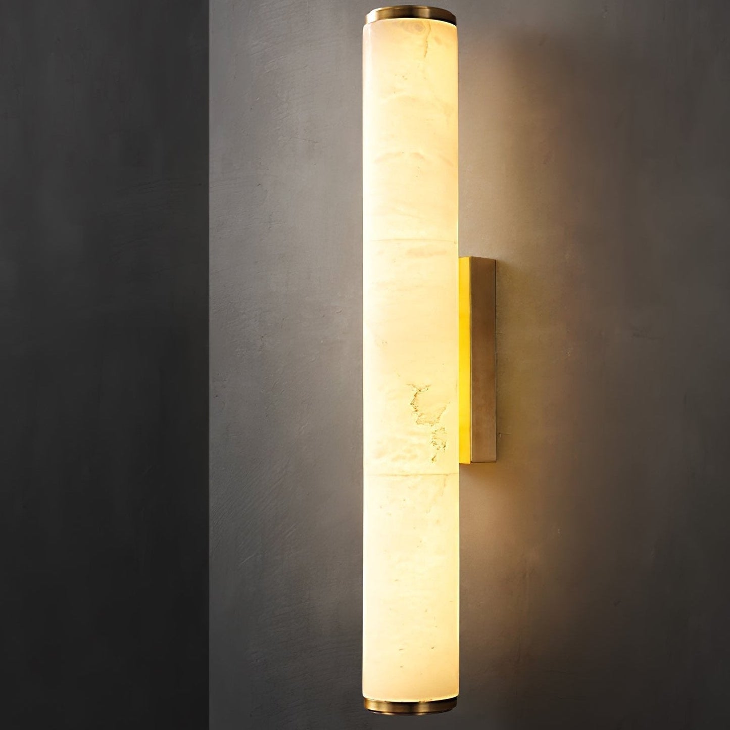 Minimalist Marble Tube Wall Light With Rectangular Backplate