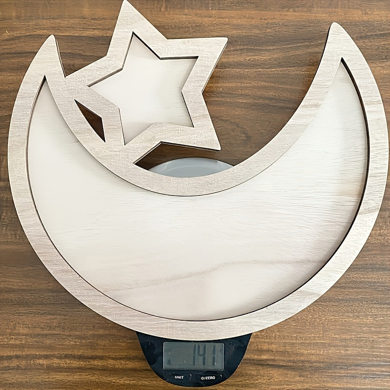 Ramadan Wooden Moon and Star Snack Tray - U2NK