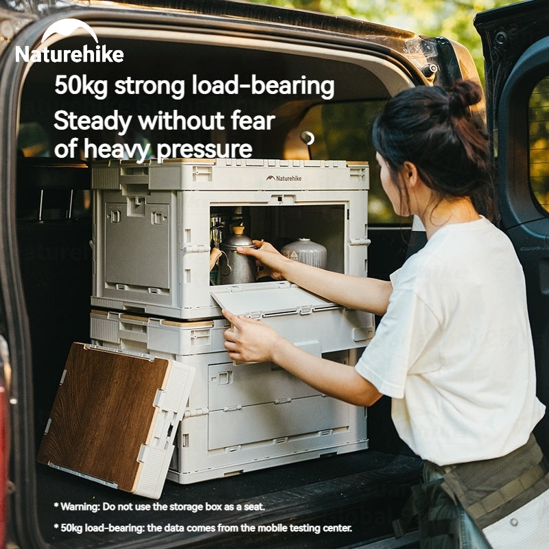 Naturehike PP Folding Storage Box Outdoor Camping Travel Large Box Equipment Portable Multifunctional Car Trunk Storage Cabinet With Table Board