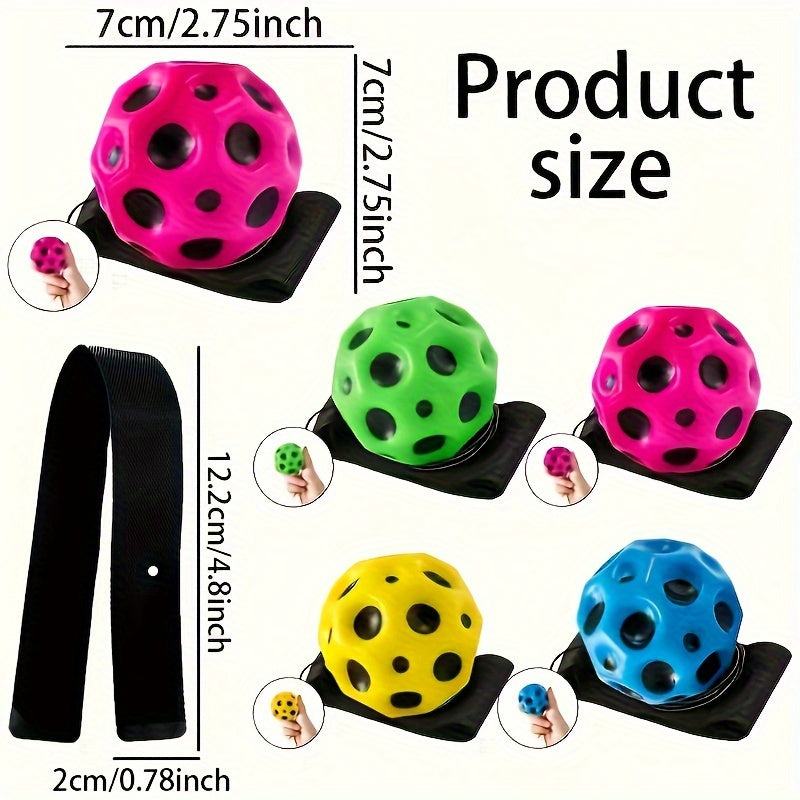 Bouncy Wrist Ball Toy Set for Active Play, Space & Moon TJR6X1D