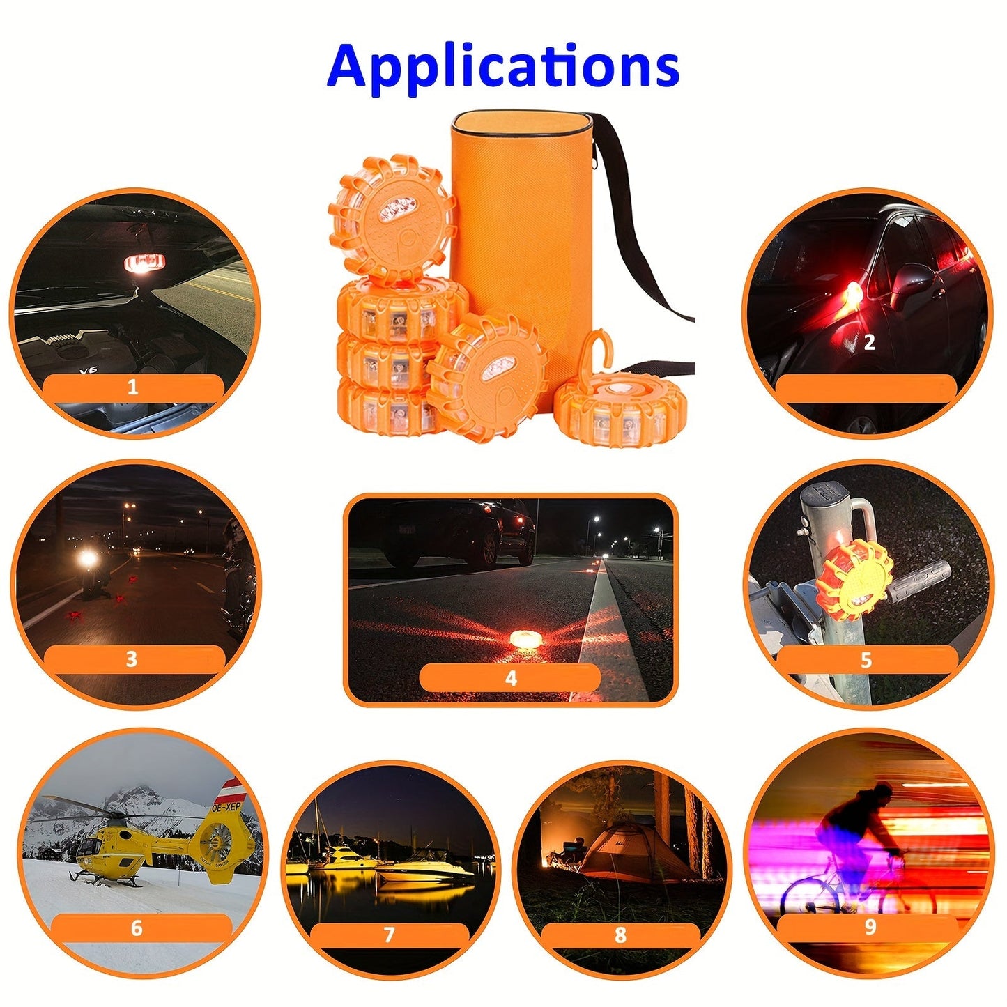 LED Road Flare, 15 LED Lights, Emergency Warning for Vehicles TJR6T3Z