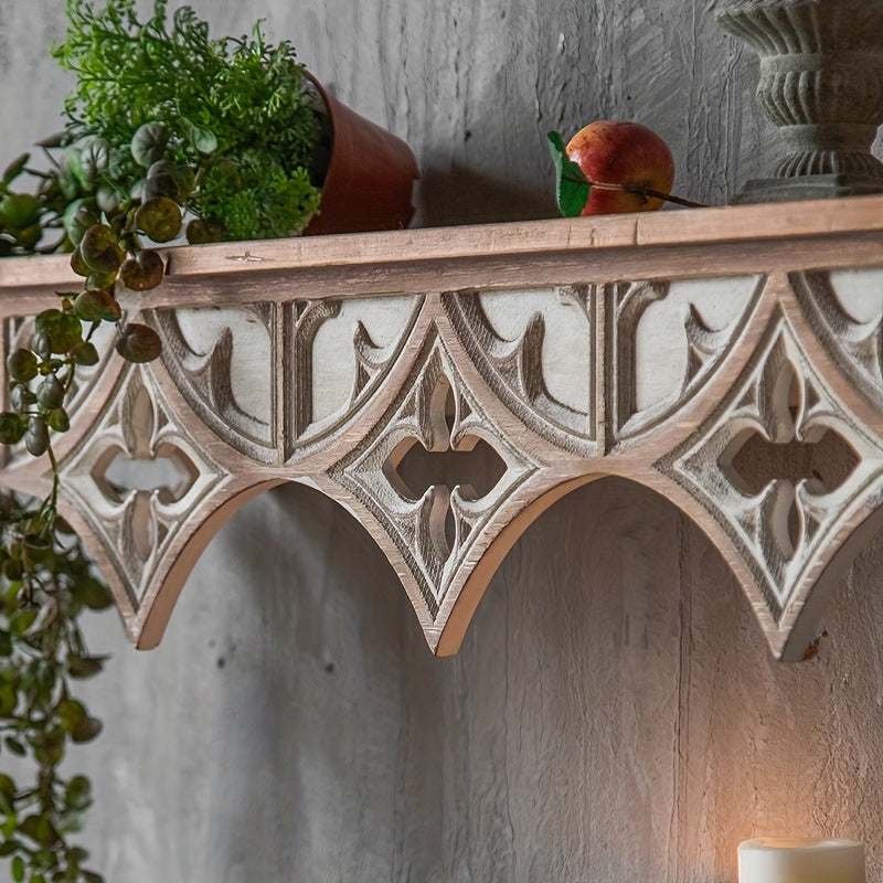 Vintage-Inspired Wooden Wall Shelf - R2NK