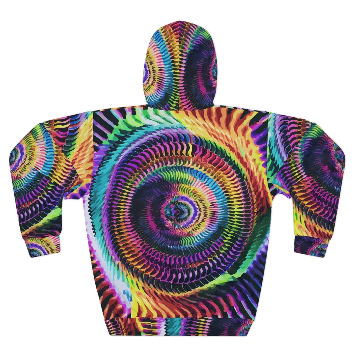 Ocular Opulence Spiral Kaleidoscope Hoodie for Rave and Psytrance Dressers — Trippy 3D Geometric AOP Pullover, Mind-Bending Vivid Spiral Print