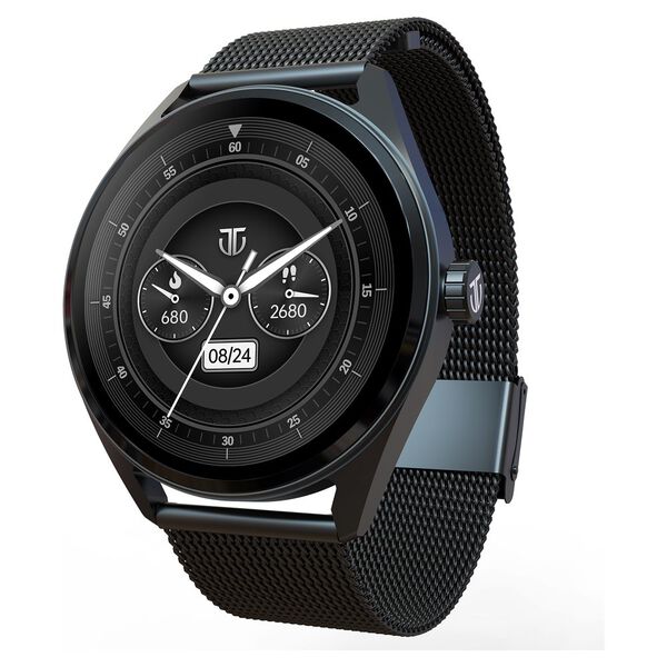 Titan Crest 3.63 cm AMOLED AOD BT Calling Functional Crown Black Mesh Strap - Black