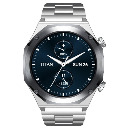 Titan Maestro Premium Metal Smartwatch All SS BT Calling Functional Crown - Silver