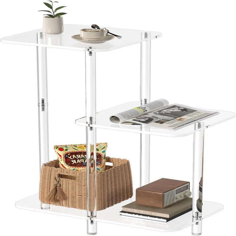Versatile Clear Acrylic Coffee Table with Storage Rack - S2EC