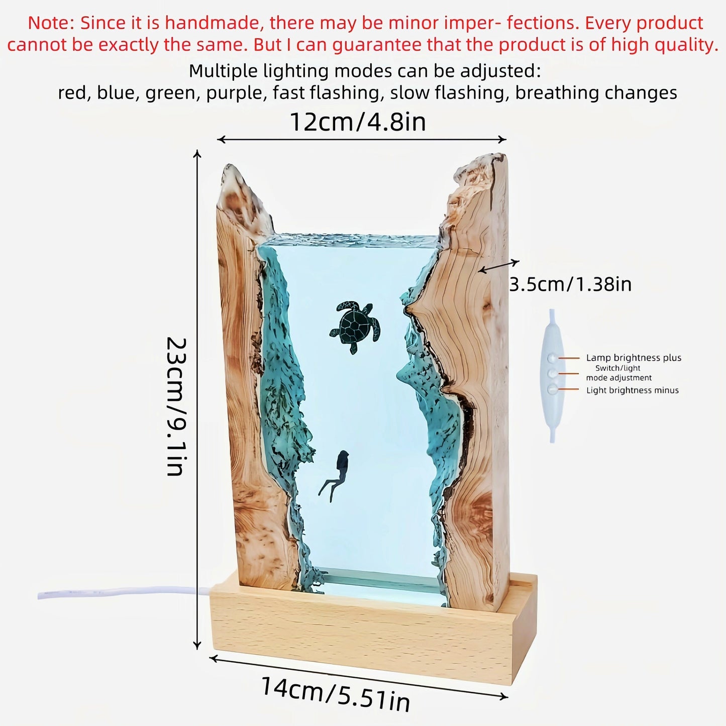 Resin Turtle Diver LED Lamp- HMT24TR