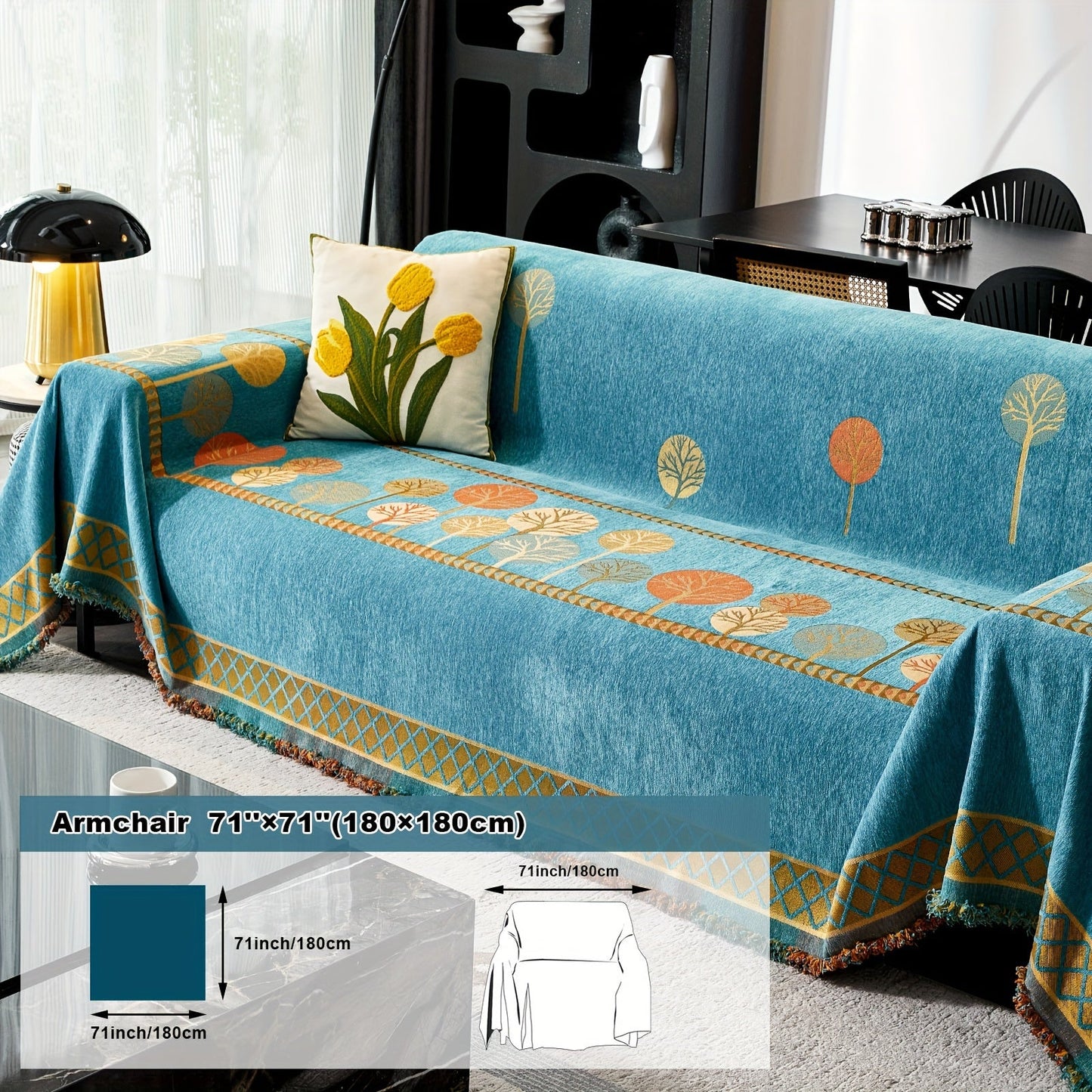 Bohemian Leaf Chenille Sofa Cover-6JTD