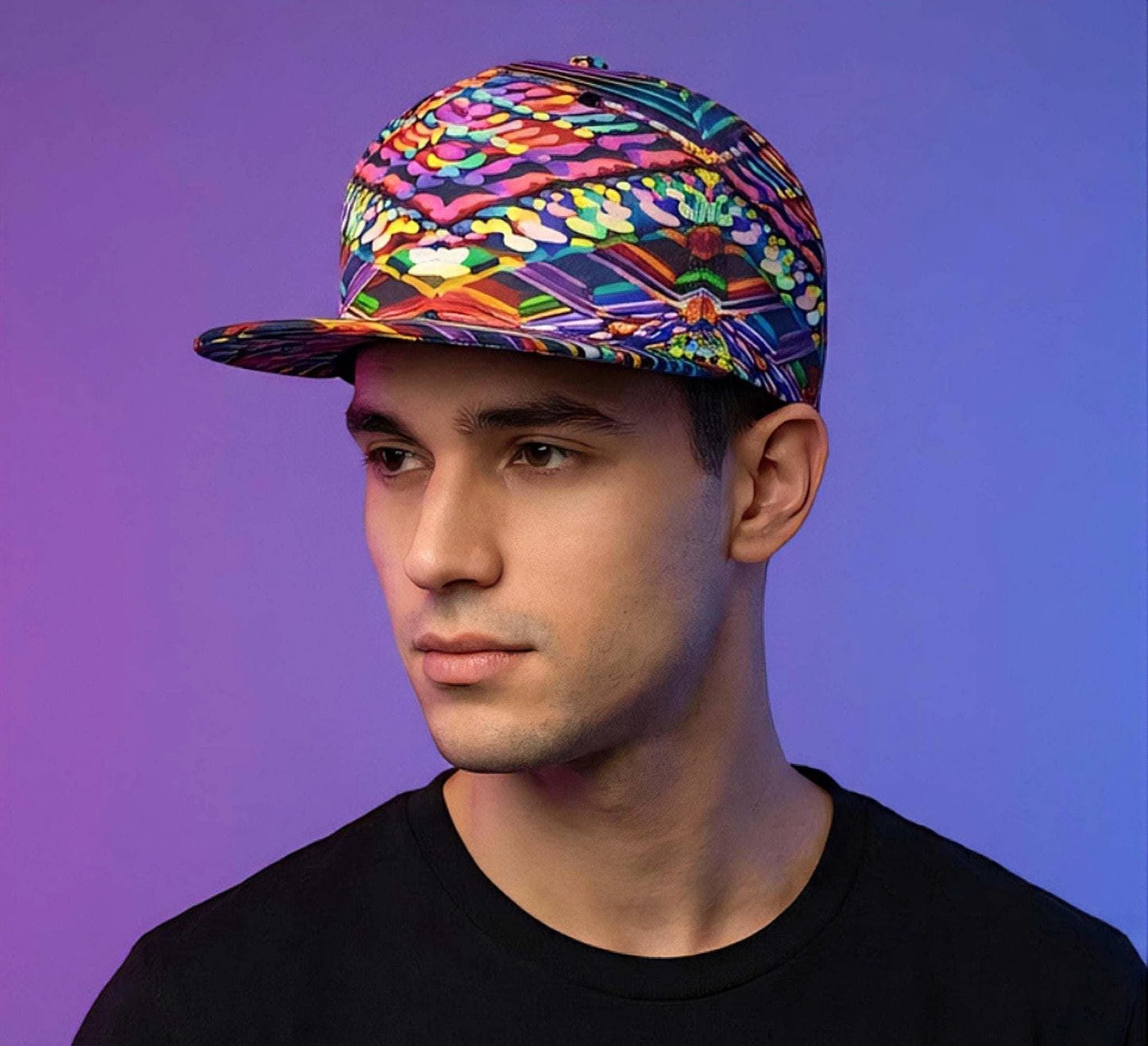 Vegas Gems "Big Dreamer" Snapback - High-Roller Neon Print Baseball Cap for Bold Entrepreneurs & Travelers