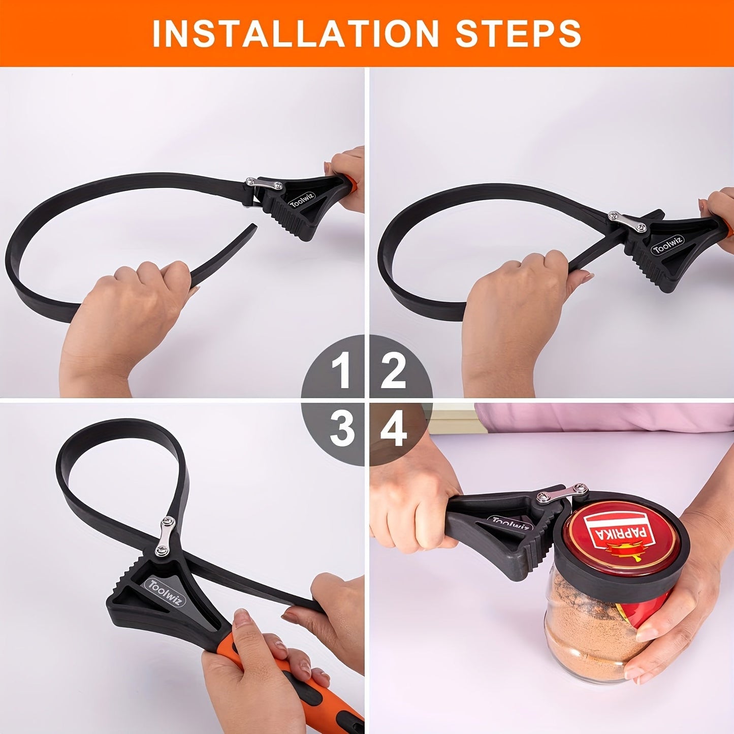 Versatile Adjustable Rubber Strap Wrench for Auto & Home TJR8W7P