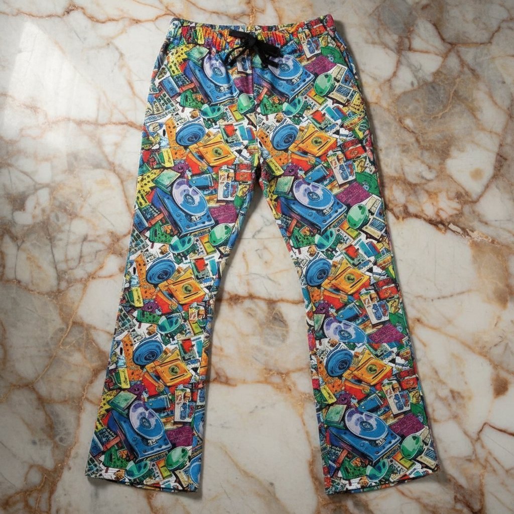Nostalgia-Core Pajama Pants for 90s Music Lovers — Mixtape AOP Lounge Bottoms, Retro Cassette Print Sleepwear, Vintage Vibes Loungewear