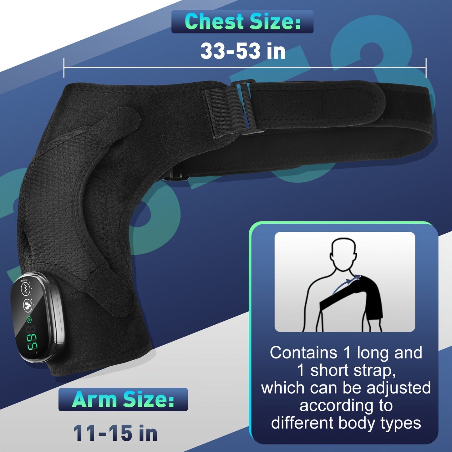 New Heating Massage Shoulder Wrap, USB Rechargeable, 3 Levels TJR6Z3S