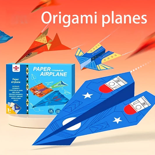32 Sheets Creative Paper Airplane Craft Kit with Guidebook TJR5L7H