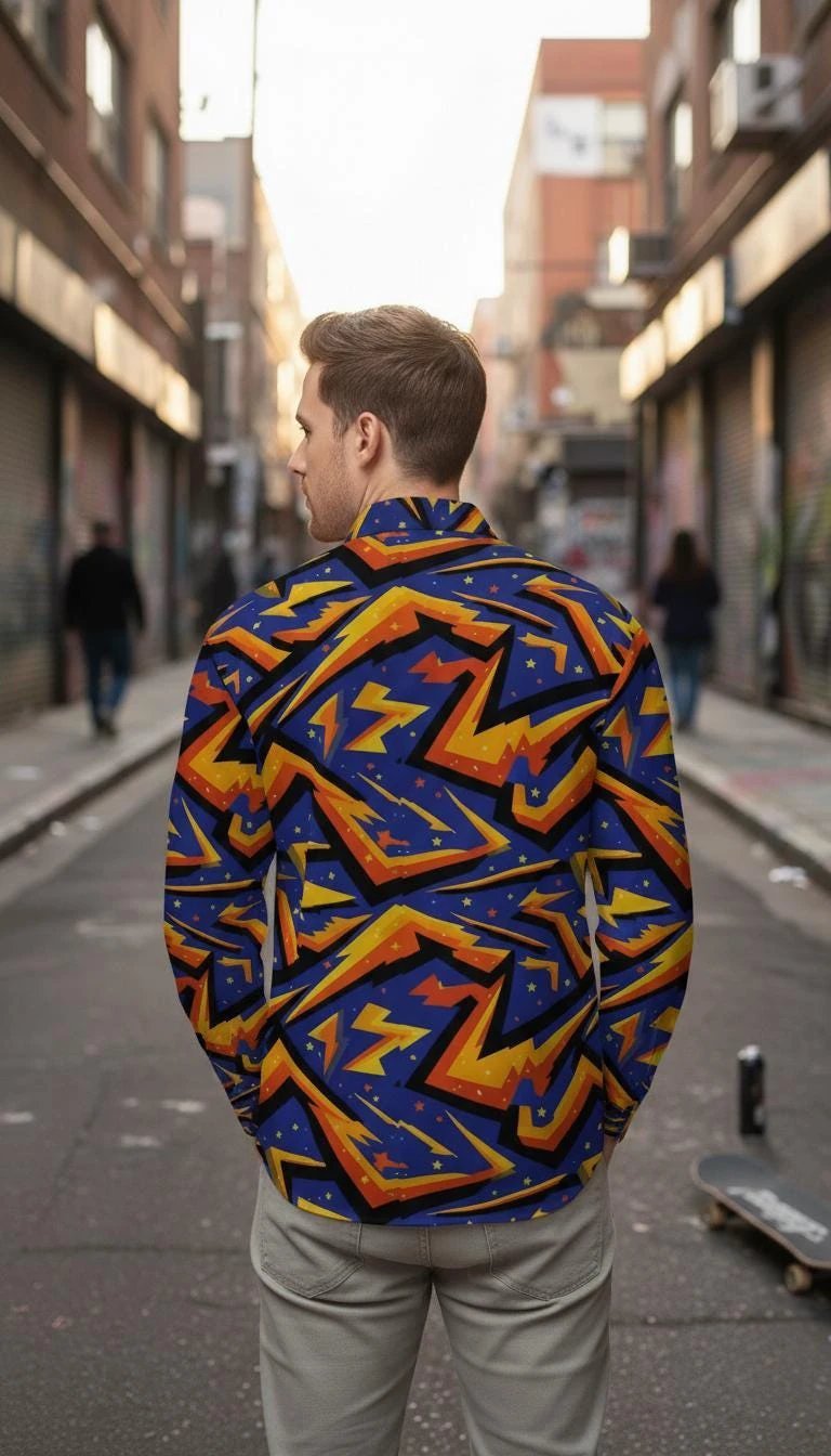 Geometric Glitch Art Button-Down for 90s Arcade Maximalists — AOP Glitchcore Short Sleeve Shirt, Bold Pixel Streetwear Statement