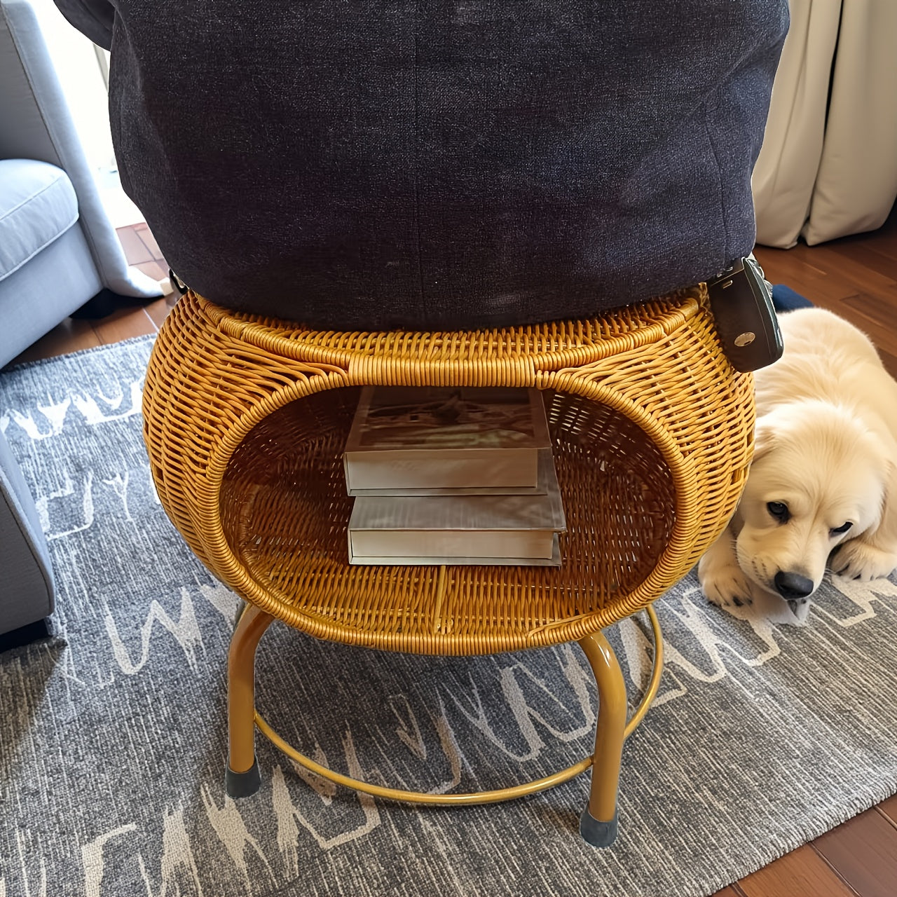 Rattan Storage StoolTable for All Occasions-QE25