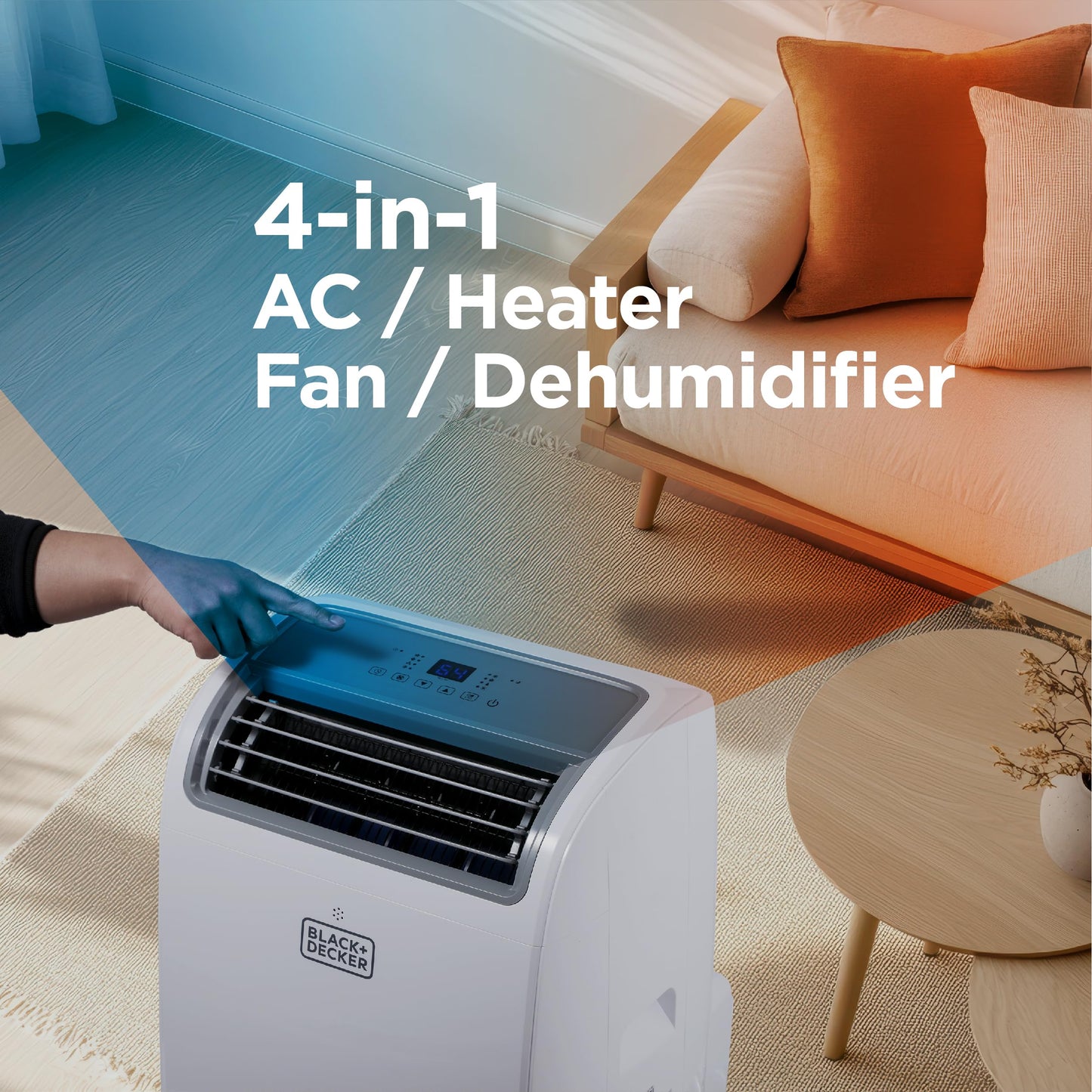 BLACK+DECKER 14,000 BTU portable AC & heater, smart remote, for rooms up to 700 sq.ft