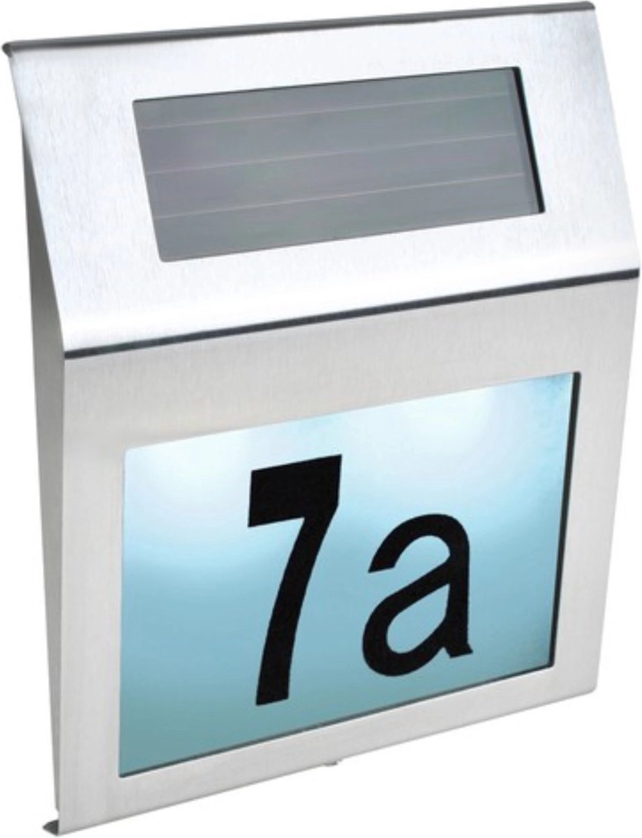 Izoxis Zilver huisnummer met schemersensor en zonnepaneel