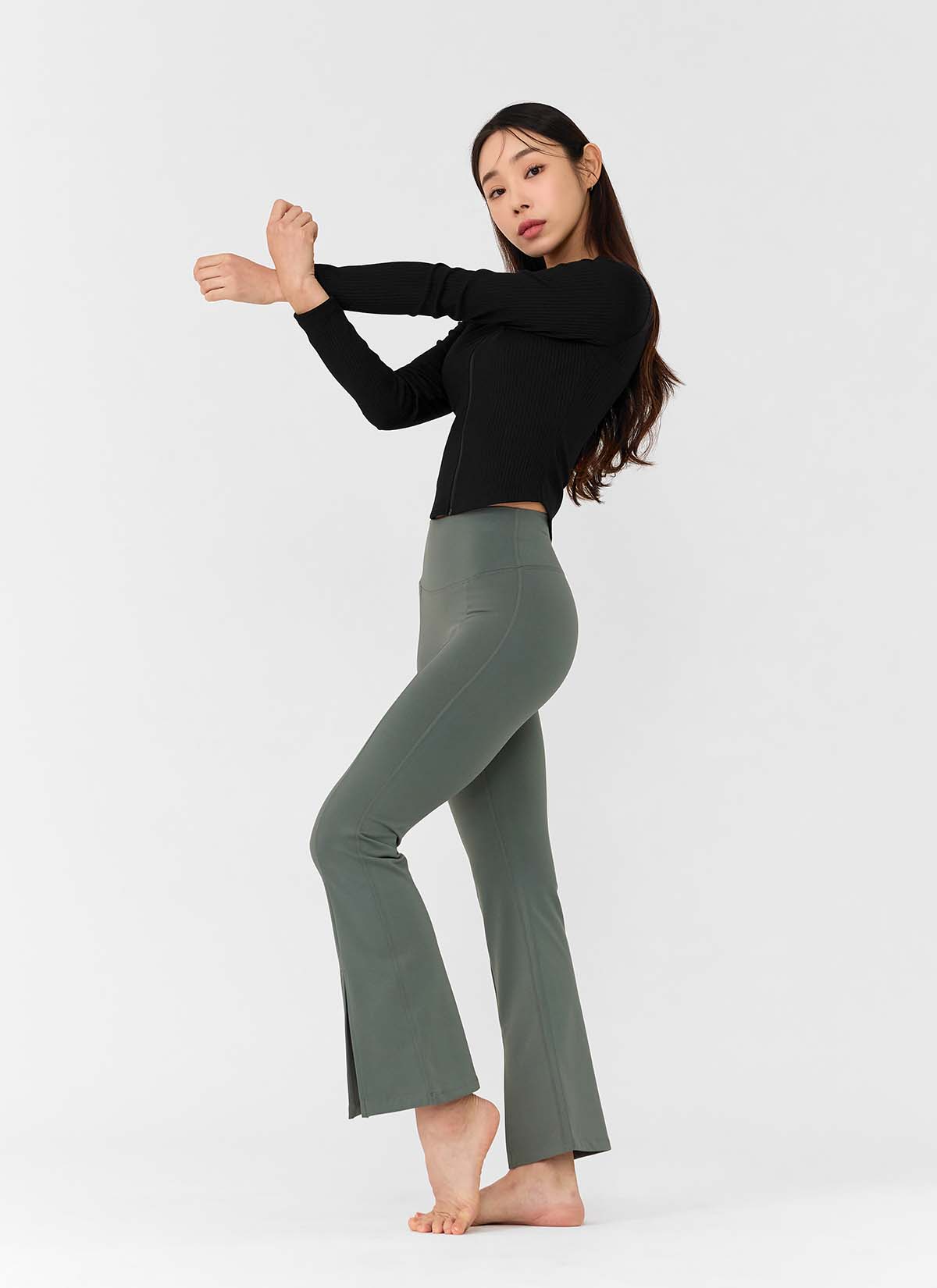 [Only New Member]XELLA Napping Boots Cut Slit Pants