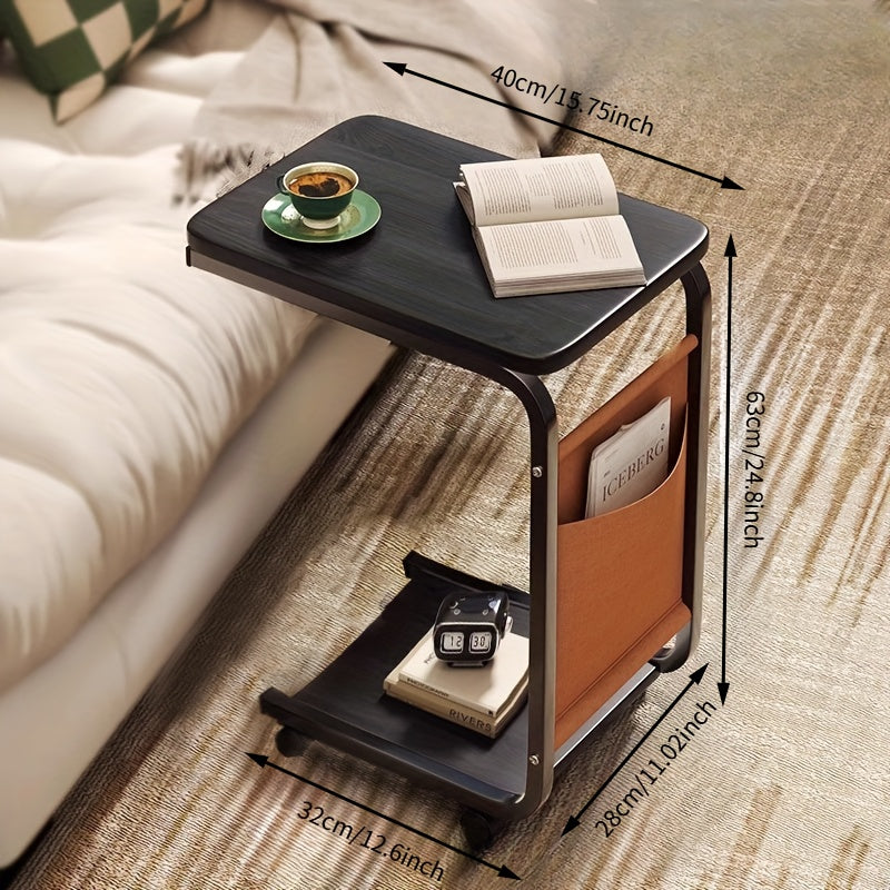 Modern Mobile Side Table with Wheels, Metal Frame TJR8M5D