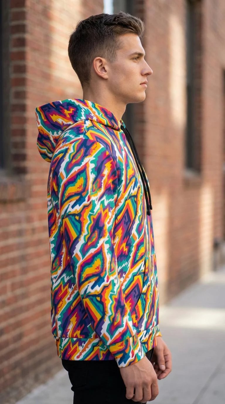 StreetsmArt Collage Athletic Hoodie | Bold AOP Recycled Performance Pullover for Gym & Street