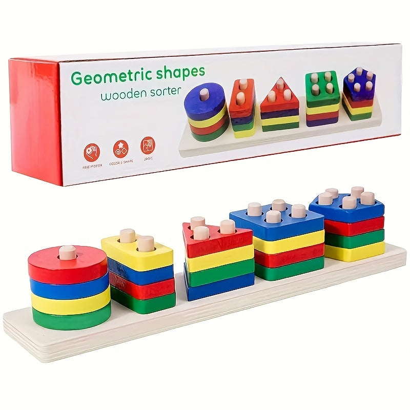 Color & Shape Recognition Wooden Puzzle Toy TJR2P9X