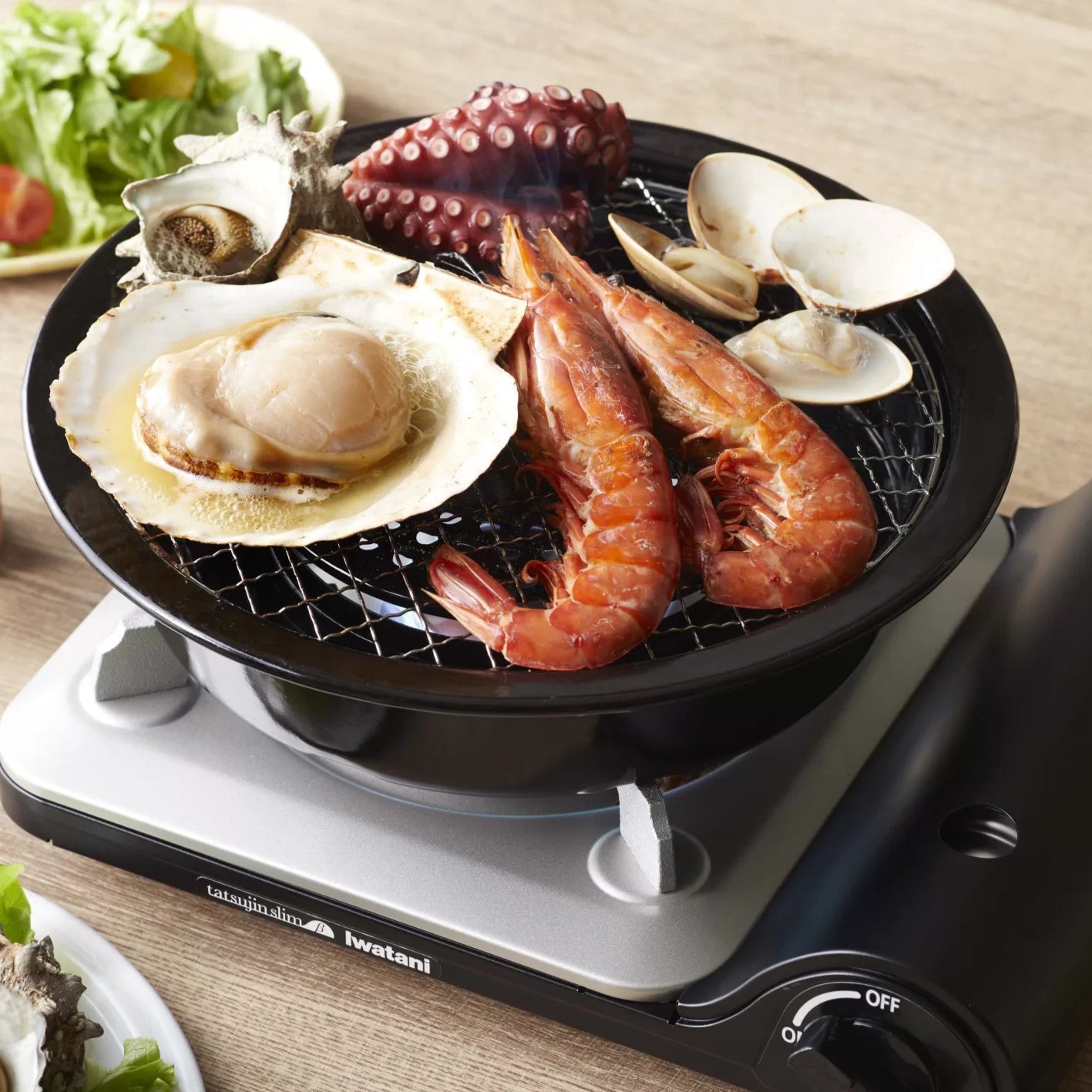 Iwatani CB-A-AMP ABURI Barbecue Net Grill Plate Portable Lightweight Large Grill Steel Plate With 2 ABURI Grill Screens For Outdoor Indoor Camping Travel Use Original Made in Japan